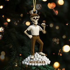 Maxcorners Funny Skeleton Male Golfer Acrylic Ornaments, Golf Christmas Gifts, Funny Golf Presents LM1611