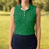 Maxcorners Golf And Beer Lucky Four Leaf Clover St Patrick's Day Green Women's Golf Tops, Golf Gift For Ladies