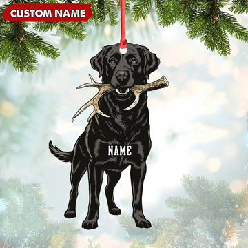 Maxcorners Personalized Black Lab Dog Christmas Ornament - Personalized Hunting Dog Acrylic Decor LM0411