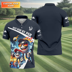 Maxcorners Best Dad By Par Custom Funny Golf Polo Shirt, Fathers Day Gifts