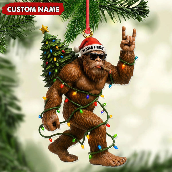 Maxcorners Personalized Bigfoot Christmas Ornament, Custom Name Funny Holiday Gift for Hunters LM0411