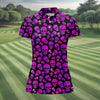 Maxcorners Purple Skull Gothic Pattern Hawaiian Golf Shirt, Women’s Golf Polo, Printed Golf Shirt LM1507
