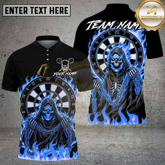 Maxcorners Grim Reaper Dartboard Flaming Chains Multicolor Options Personalized Name, Team Name 3D Shirt (4 Colors)