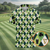 Maxcorners Green And White Argyle Pattern Beer St Patrick's Day Golf Shirt, Golf Tops For Men, Polo For Men