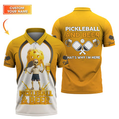 Maxcorners Custom Pickleball Shirt, Picklebeer Polo Shirt, Skeleton Pickleball and Beer, Funny Pickle ball, Gifts For Pickleball Players LM0509