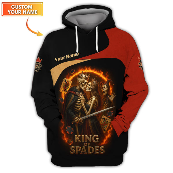 Custom Poker Shirt King of Spades Skeleton Tee, Gifts Poker Team Players