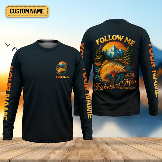 Maxcorners I Will Make You Fishers Of Men Fishing UPF Shirt, Personalized Fishing Shirt For Men, Fishing Shirts For Men