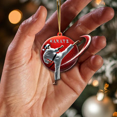 Maxcorners Custom Name Karate Ornament, Christmas Gift for Karate Lover 2D Flat LM2111