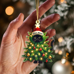 Maxcorners Custom Name Cat Christmas Tree Ornament, Cat Christmas Gift 2D Flat LM2111