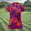 Maxcorners Purple Palm Tree Tropical Island Golf Shirt, Golf Polo For Women, Printed Golf Shirt LM1507