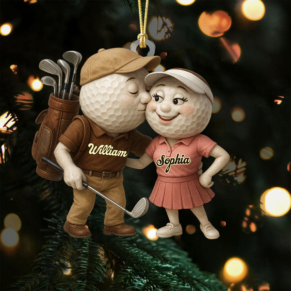 Maxcorners Custom Name Golf Couple Acrylic Ornaments, Golf Christmas Gifts, Christmas Gift Ideas For Couples LM1611