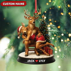 Maxcorners Personalized Acrylic Deer Couple Christmas Ornament - Romantic Holiday Decor for Couples & Wildlife Lovers LM0110