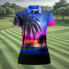 Maxcorners Palm Tree Sunset Beach Golf Shirt, Women’s Golf Polo, Golf Shirts For Women, Printed Golf Shirt LM1507