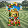 Maxcorners Funny Tropical Frog Drinking Hawaiian Golf Shirt, Golf Polo For Women, Printed Golf Shirt LM1507