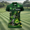 Maxcorners Irish Skull Leprechaun Hat Dark Beer Green St Patrick's Day Women's Golf Tops, Ladies Golf Polos