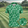 Maxcorners Golf Items Seamless Pattern St. Patrick’s Day Shamrock Golf Shirt, Polo Shirts For Men, Golf Shirts For Men