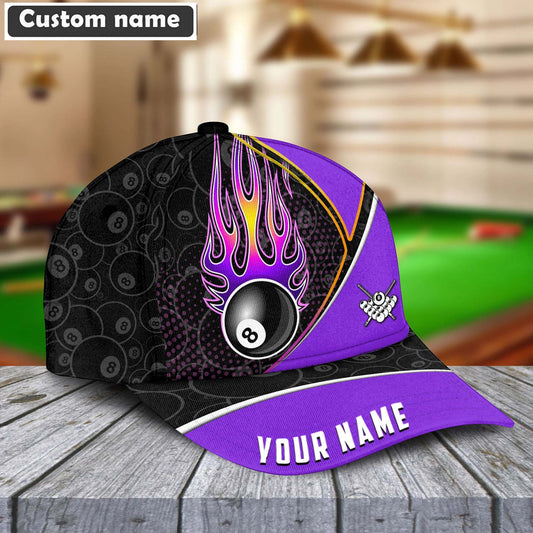 Maxcorners Purple and Black Strike Ball 8 Billiard Personalized Name Cap
