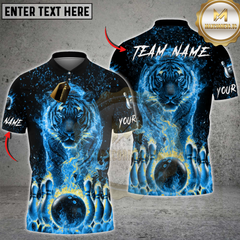 Maxcorners Bowling Fire Tiger Multioptions Personalized Name, Team Name Unisex 3D Shirts