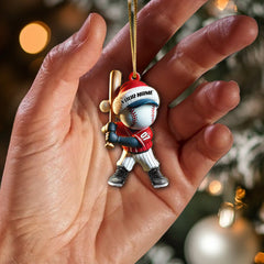 Maxcorners Custom Name Baseball Ornament, Baseball Lover Christmas Gift 2D Flat LM2211