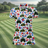 Maxcorners American Tractor Golf Shirt, Patriotic Wildflower Country Farm Pattern, Golf Shirt For Women LM1507