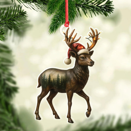 Maxcorners Rustic Deer Christmas Ornament, Woodland Reindeer Holiday Tree Decoration

 LM0411
