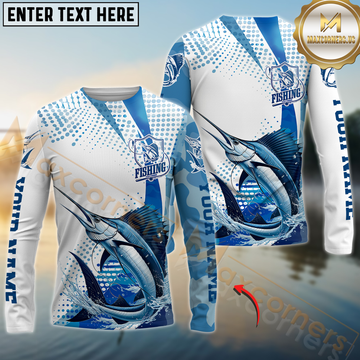 Maxcorners Sailfish Fishing Custom Performance Fishing Gear Shirts, Sailfish Long Sleeve Fishing Shirts LM2408