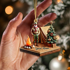 Maxcorners Custom Name Camping Ornament, Camping Christmas Decoration 2D Flat LM2111