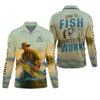 Maxcorners Born To Fish Forced To Work SPF Shirt For Men, Funny Fishing Shirt, Gift For Fisherman