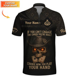 Texas Hold Em Shirts, Custom Name Poker Player Polos, Skull Poker Shirt