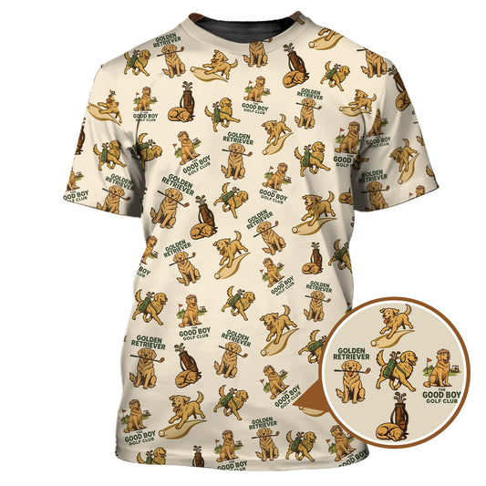Maxcorners Golden Retriever Golf Shirts, Funny Golden Retriever Golf Shirt For Dog Lovers, Pattern Golf Polos