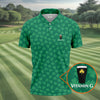Maxcorners Vitamin G Shamrock Pattern Golf And Beer Green Golf Shirt, St Patrick's Day Golf Shirt, Polo Shirts For Men