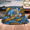 Maxcorners Fishing Blue Water Golden Armor Plate Personalized 3D Bucket Hat (13 Fish Species)