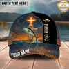 Maxcorners Fishing Faith Cross Jesus Personalized Name 3D Cap (12 Fish Species)