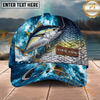 Maxcorners Fishing Ocean Splash Fish Scale Multiple Options Personalized Name 3D Cap  (12 Fish Species)