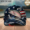 Maxcorners Fishing Patriotic USA Flag Water Splash Personalized 3D Cap (12 Fish Species)