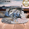 Maxcorners Fishing Torn Scale Water Splash Graphic Personalized 3D Bucket Hat (13 Fish Species)