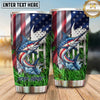 Maxcorners Fishing Tumbler Patriotic Flag Grass Design Personalized Name Tumbler (13 Species)