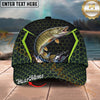 Maxcorners Fishing Neon Hexagon Pattern Personalized Name 3D Cap (12 Fish Species)