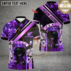 Maxcorners Royal Flames Bowling Multicolor Customized Name, Team Name 3D Shirts