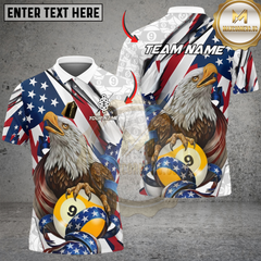 Maxcorners Billiards Ball 9 American Eagle Flag Patriot Personalized Shirt