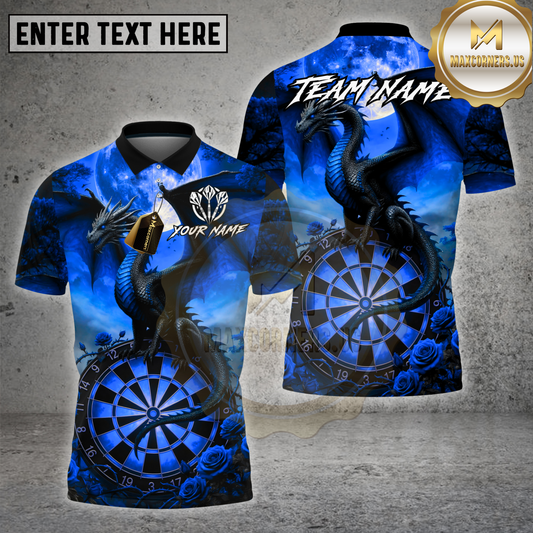 Maxcorners Dart Shirt Dark Dragon Blood Moon Dartboard Design Multioptions Personalized Name, Team Name 3D Shirt (4 Colors)