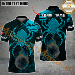 Maxcorners Golf Spider-Themed Ball Flame Multicolor Option Customized Name, Team Name 3D Polo Shirt