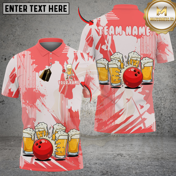 Maxcorners Bowling & Pins Funny Beer Lover Customized Name, Team Name 3D Shirt (4 Colors)