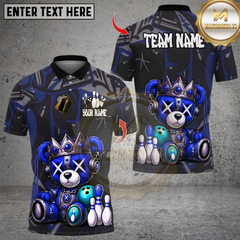Maxcorners Bowling Cyber Mecha Bear Multicolor Customized Name Team Name 3D Shirts