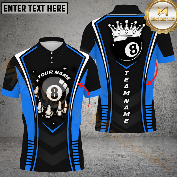 Maxcorners Billiard 8-Ball Pool Cue King Multicolor Personalized Name, Team Name 3D Unisex Shirt
