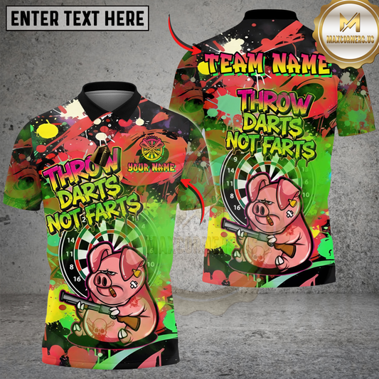 Maxcorners Darts Grumpy Pig Throw Darts Not Farts Multicolor Options Personalized Name Shirt (6 Colors)