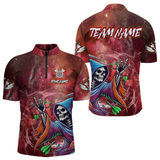 Maxcorners Death Skeleton Red Galaxy Funny Dart Shirts For Men Custom Darts Jerseys Outfit, Darts Gifts LM154