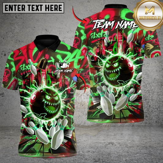 Maxcorners Neon Beast Bowling Multicolor Customized Name, Team Name 3D Shirts