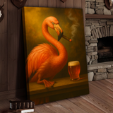 Maxcorners Flamingo Beer and Cigar 3D Wrapped Canvas