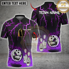 Maxcorners Bowling Flaming Angry Ball Multicolor Customized Name, Team Name 3D Shirts